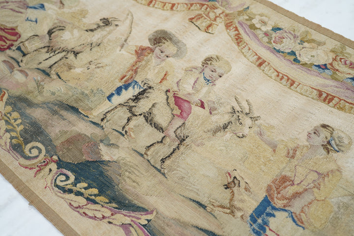 Antique French Aubusson Tapestry 1'8'' x 4'8''