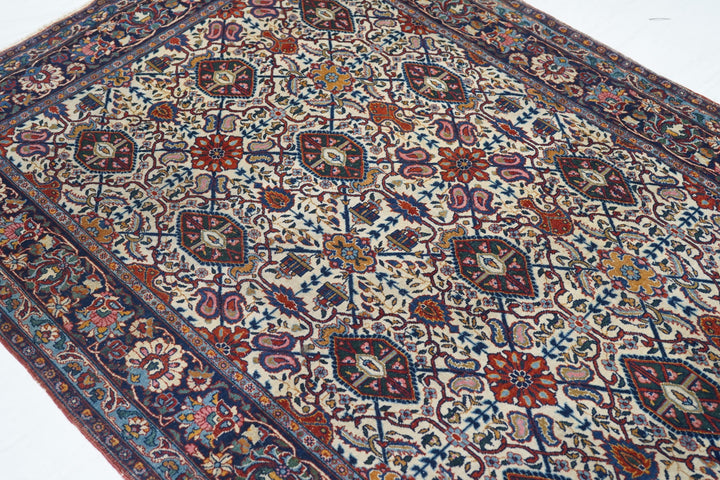 Antique Persian Dabir Kashan Rug 4'4'' x 6'10''