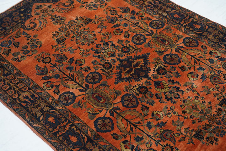 Antique Mohajeran Sarouk Rug 4'2'' x 6'5''