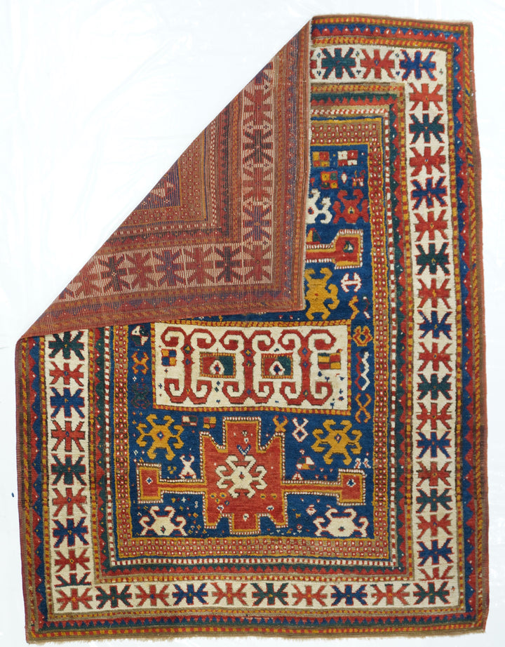 Antique Caucasian Kazak Borcholo Rug 4'9'' x 6'3''