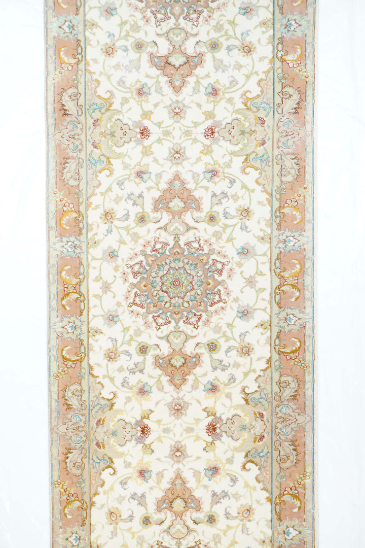 Extremely Fine Persian Tabriz Woven by the Artist Master Weaver Wool & Silk Runner 2'7'' x 10'7''