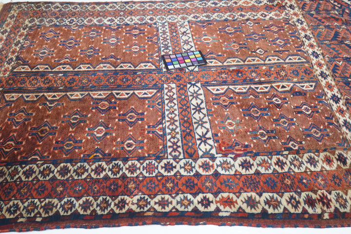 Antique Khachli Bokhara Rug 4'2'' x 5'2''