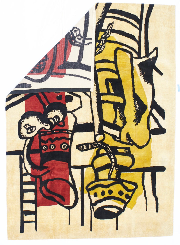 Fine Mid Century French Wool Rug Design Inspired by Basquiat 5'8'' x 7'10''