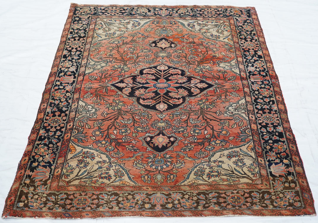 Antique Persian Farahan Sarouk Rug 3'4'' x 4'10''