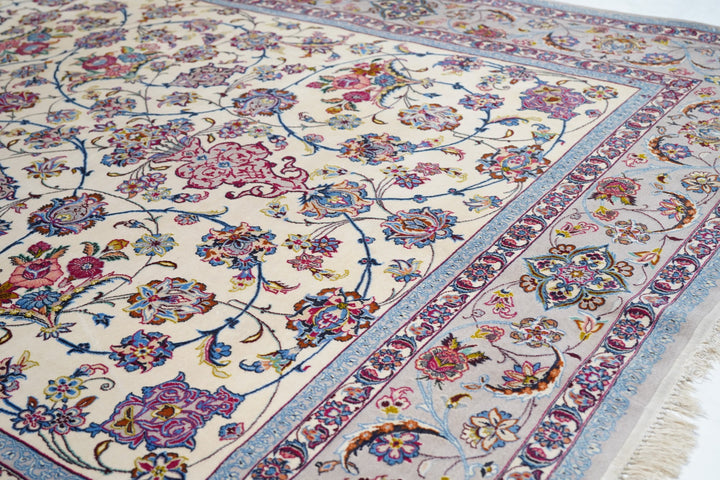 Extremely Fine Persian Isfahan Wool & Silk Rug 7'0'' x 10'0''