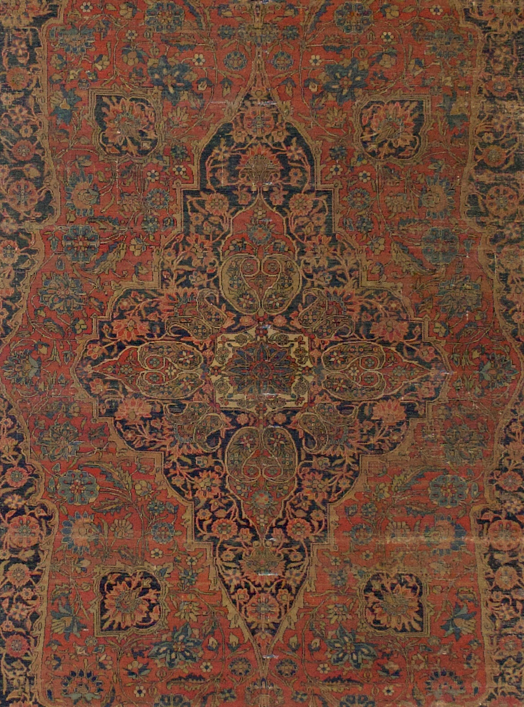 Antique Persian Mohtasham Kashan Rug 7'6'' x 10'3''