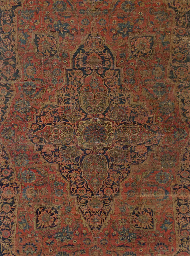 Antique Persian Mohtasham Kashan Rug 7'6'' x 10'3''