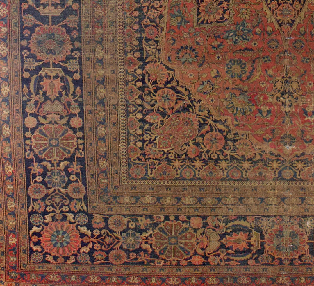 Antique Persian Mohtasham Kashan Rug 7'6'' x 10'3''