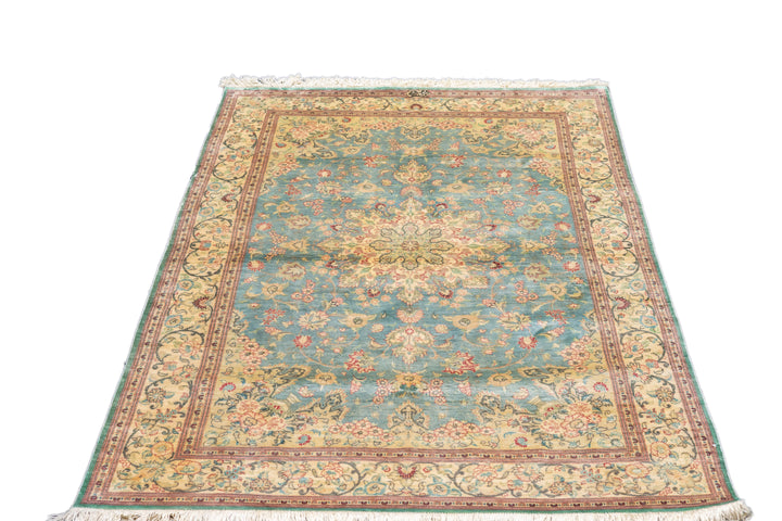 Extremely Fine Persian Silk Qum Rug 4'3'' x 6'6''