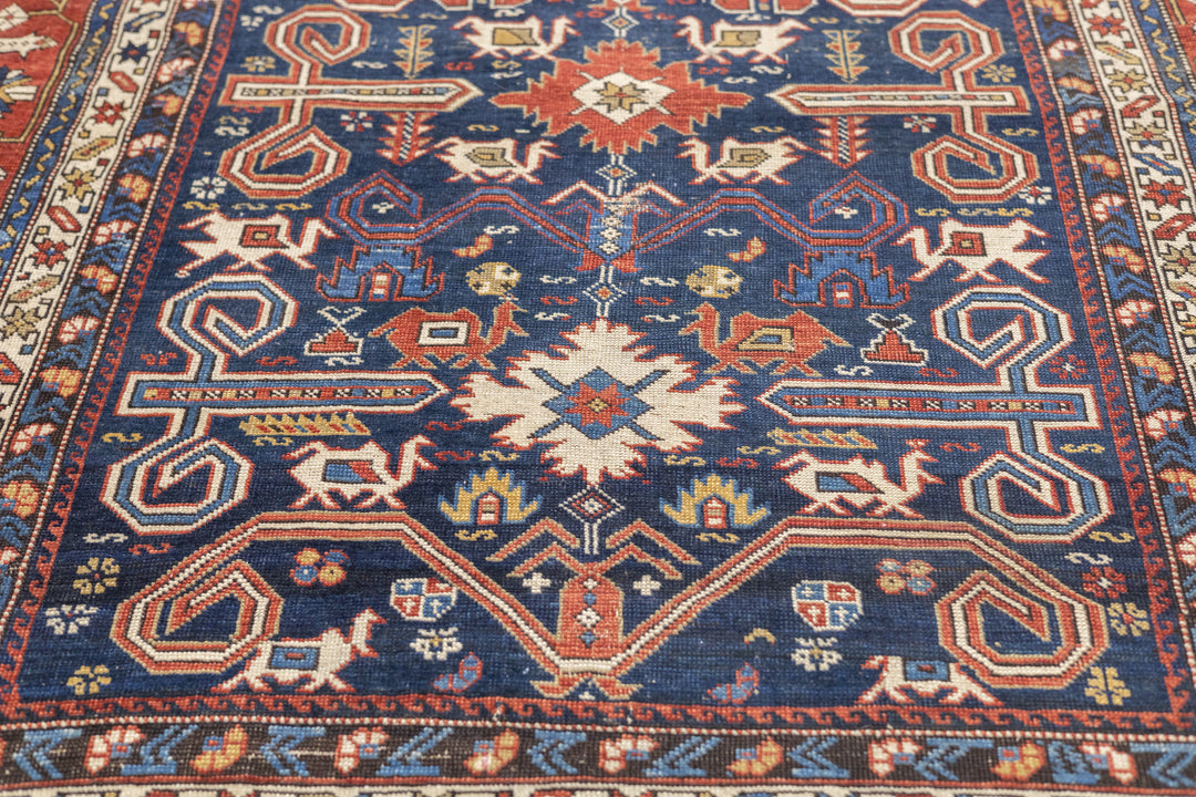 Antique Caucasian Perpedil Rug 4'4'' x 5'11''