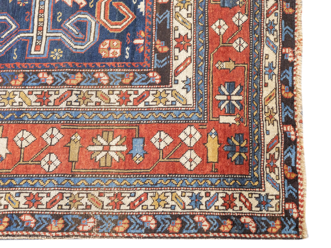 Antique Caucasian Perpedil Rug 4'4'' x 5'11''