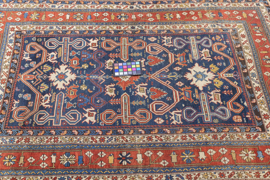 Antique Caucasian Perpedil Rug 4'4'' x 5'11''