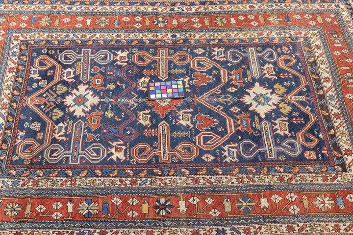 Antique Caucasian Perpedil Rug 4'4'' x 5'11''