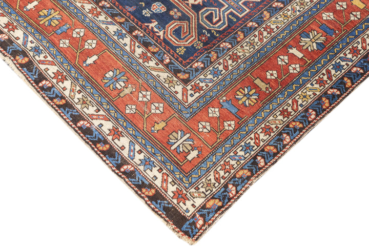 Antique Caucasian Perpedil Rug 4'4'' x 5'11''