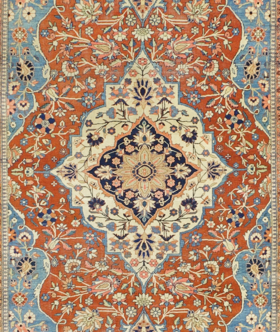 Antique Mohtasham Kashan Rug 4’4” x 6’9”