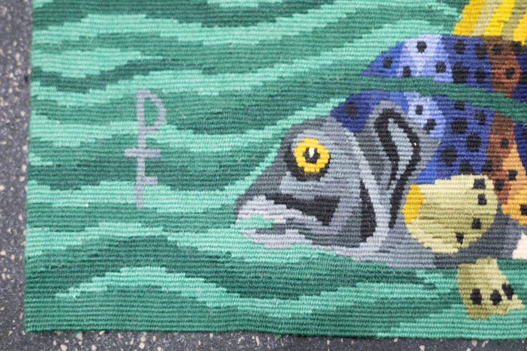 Fine Mid Century French Tapestry Signed Parrot 5’7" x 6’11"