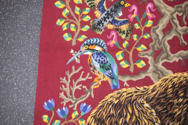 Fine Mid Century French Tapestry Signed Parrot 5’7" x 6’11"