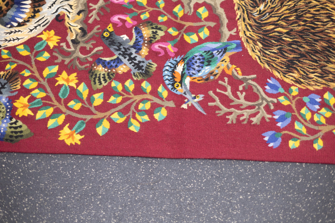 Fine Mid Century French Tapestry Signed Parrot 5’7" x 6’11"