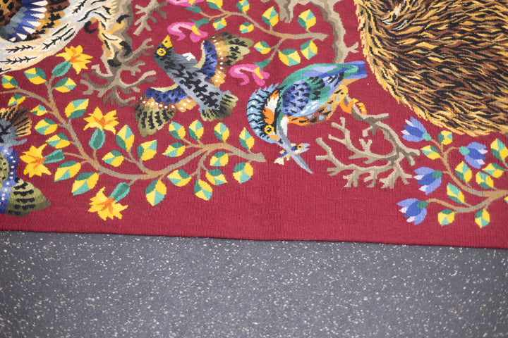 Fine Mid Century French Tapestry Signed Parrot 5’7" x 6’11"