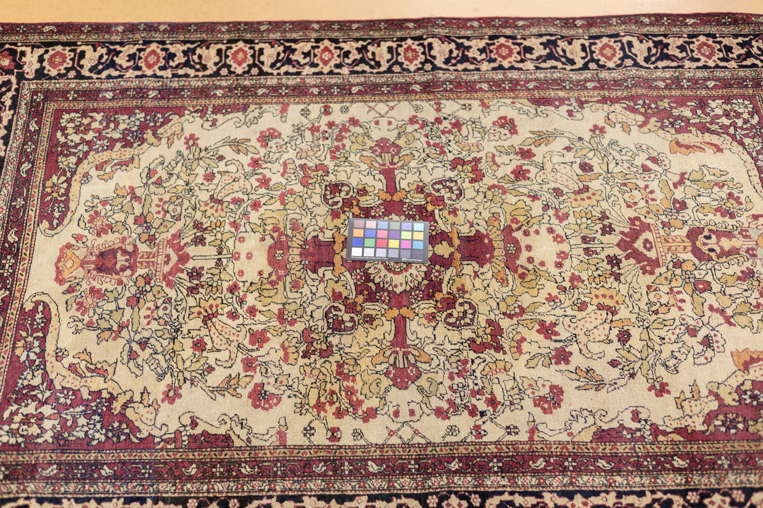 Fine Antique Persian Lavar Kerman SIgned by Master Weaver Rug 4'6" x 6'8"