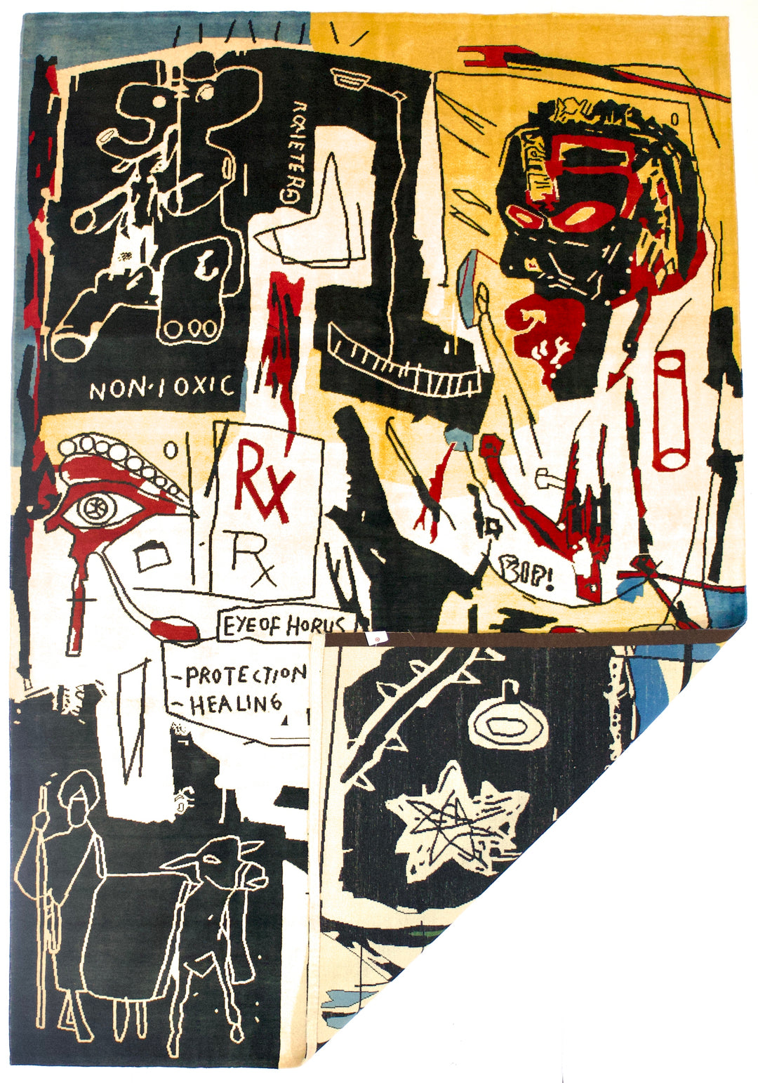 Fine French Wool Rug After Basquiat 6'8" x 9’8"