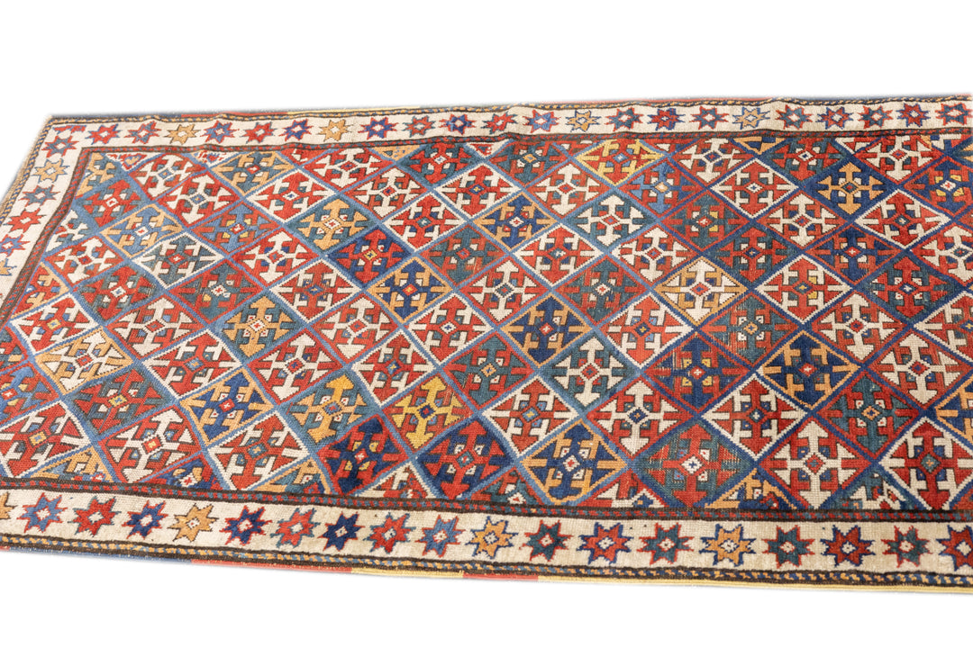 Antique Caucasian Kazak Rug 3'9'' x 7'2''