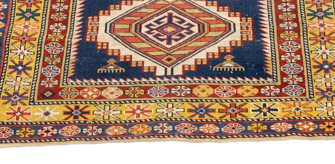 Antique Kuba Shriven Rug 3’4" x 4’11"