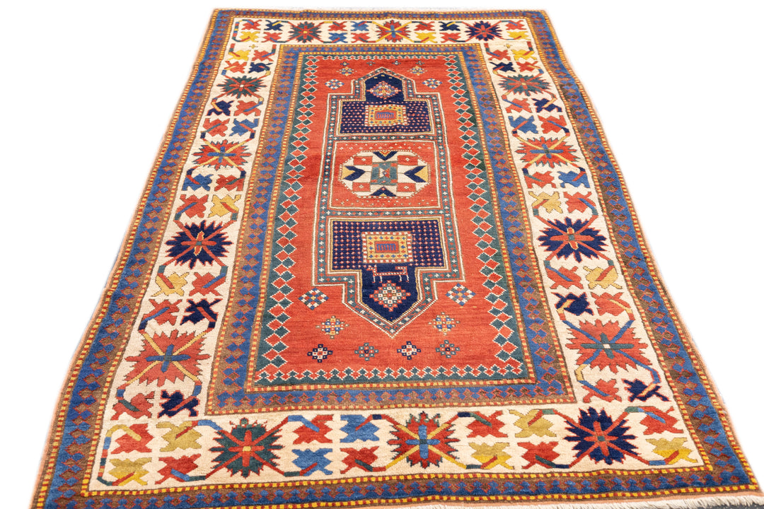 Antique Caucasian Borchelou Kazak Rug 4'8'' x 8'6''