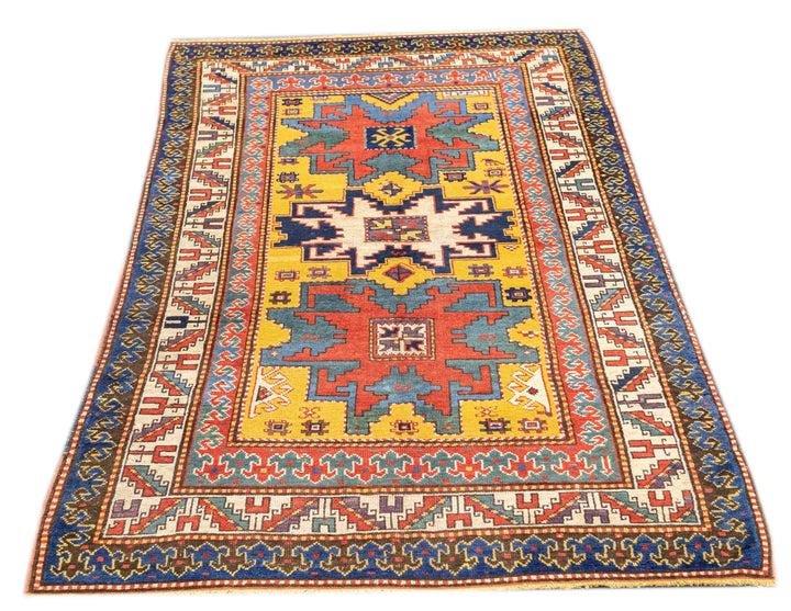 Antique Caucasian Lezgi Rug 4'2'' x 7'6''