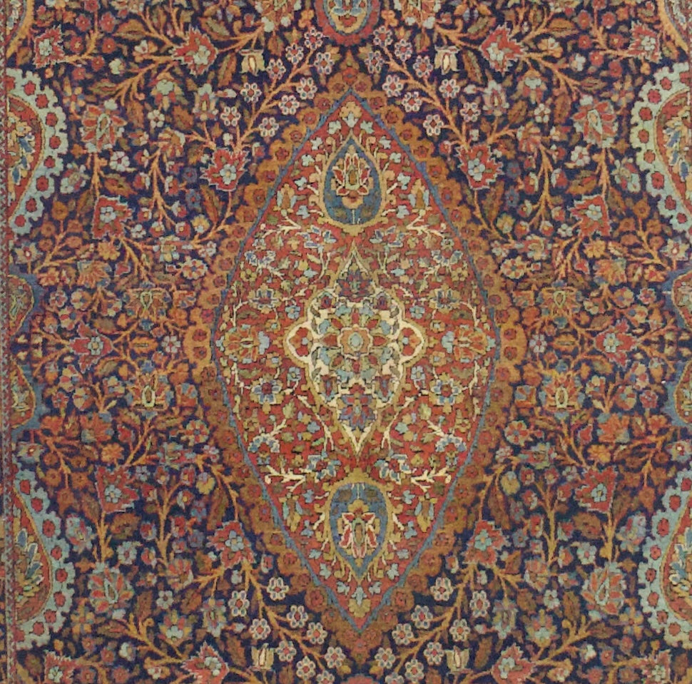 Antique Persian Dabir Kashan Rug 4’4" x 6’6"