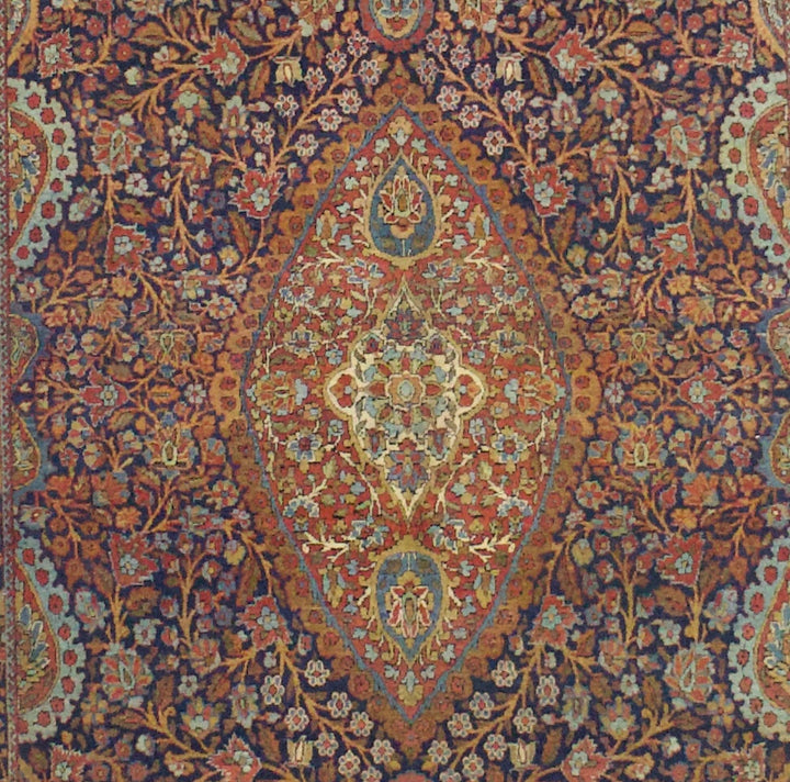 Antique Persian Dabir Kashan Rug 4’4" x 6’6"