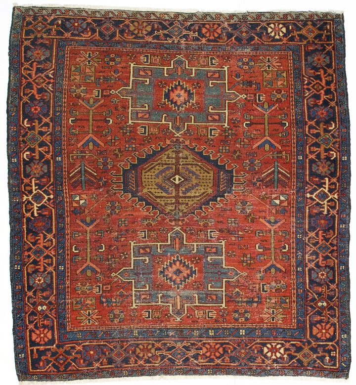 Antique Persian Karajeh Heriz Rug 5’2" x 5’6”