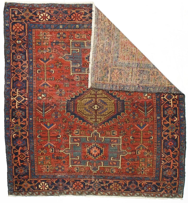 Antique Persian Karajeh Heriz Rug 5’2" x 5’6”