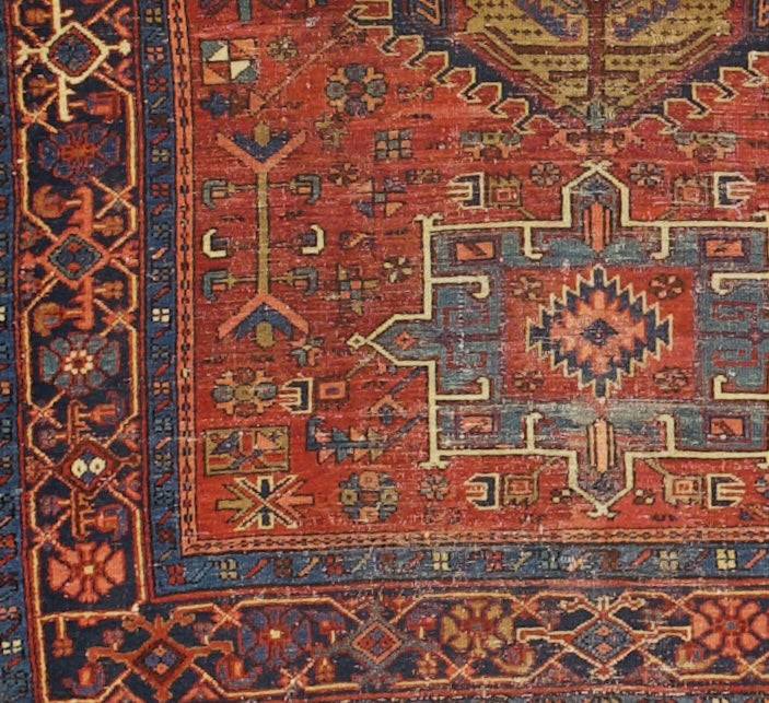 Antique Persian Karajeh Heriz Rug 5’2" x 5’6”