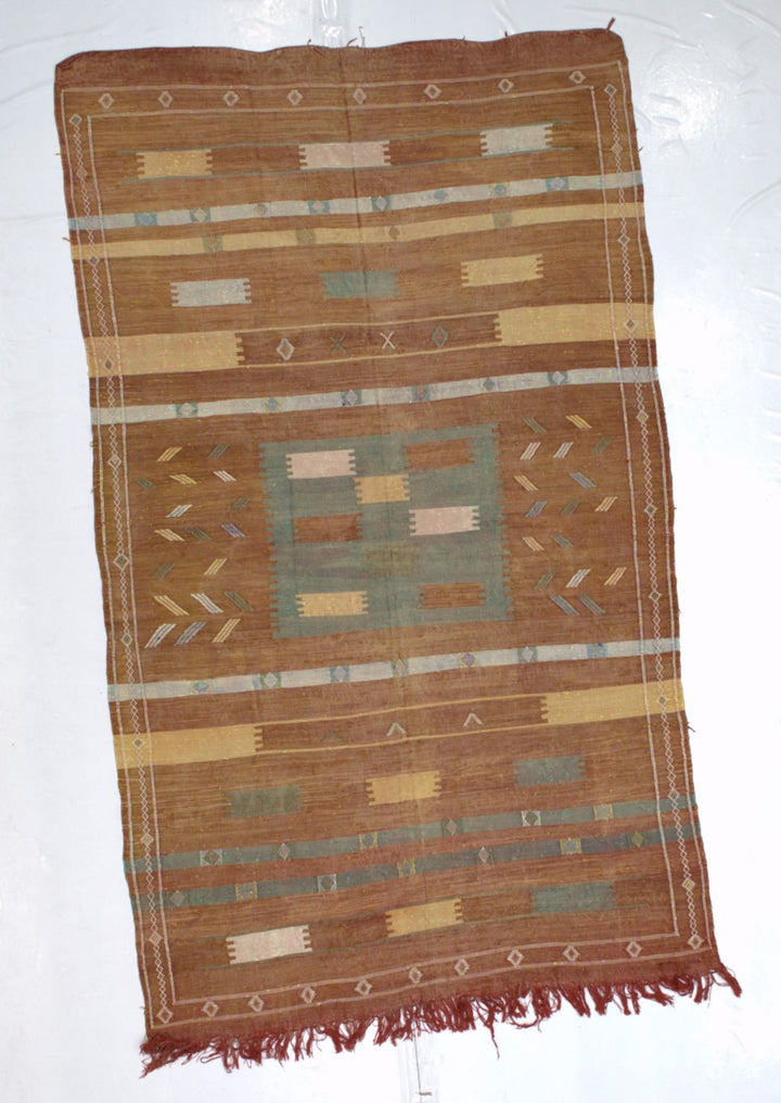 Fine Antique Scandinavian Silk Kilim Rug 4’4" x 7’5"