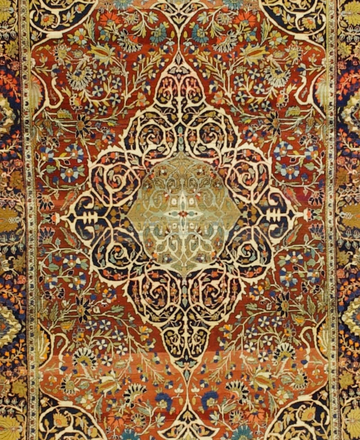 Antique Persian Mohtasham Kashan Rug 4’4” x 6’8"