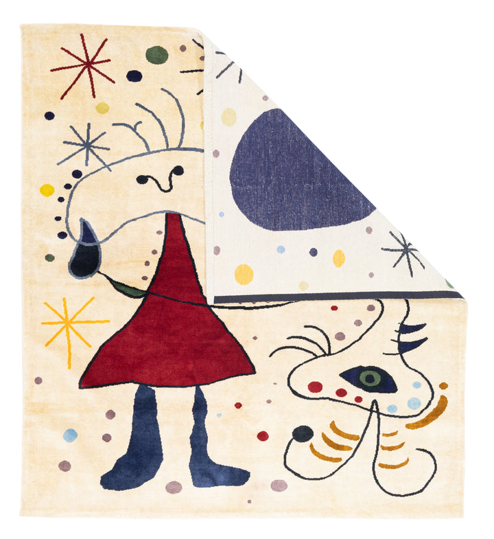 French Artistic Designed after J. Miro Rug 6'0" x 6'7''