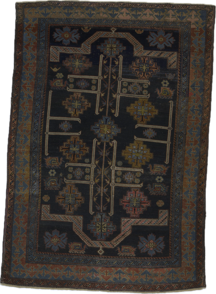 Antique Caucasian Kuba Shrivan Rug 4'1" x 5’11"