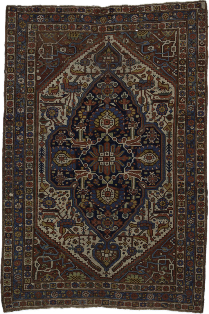 Antique Persian Tribal Qashqai Rug 5'1" x 7’6"