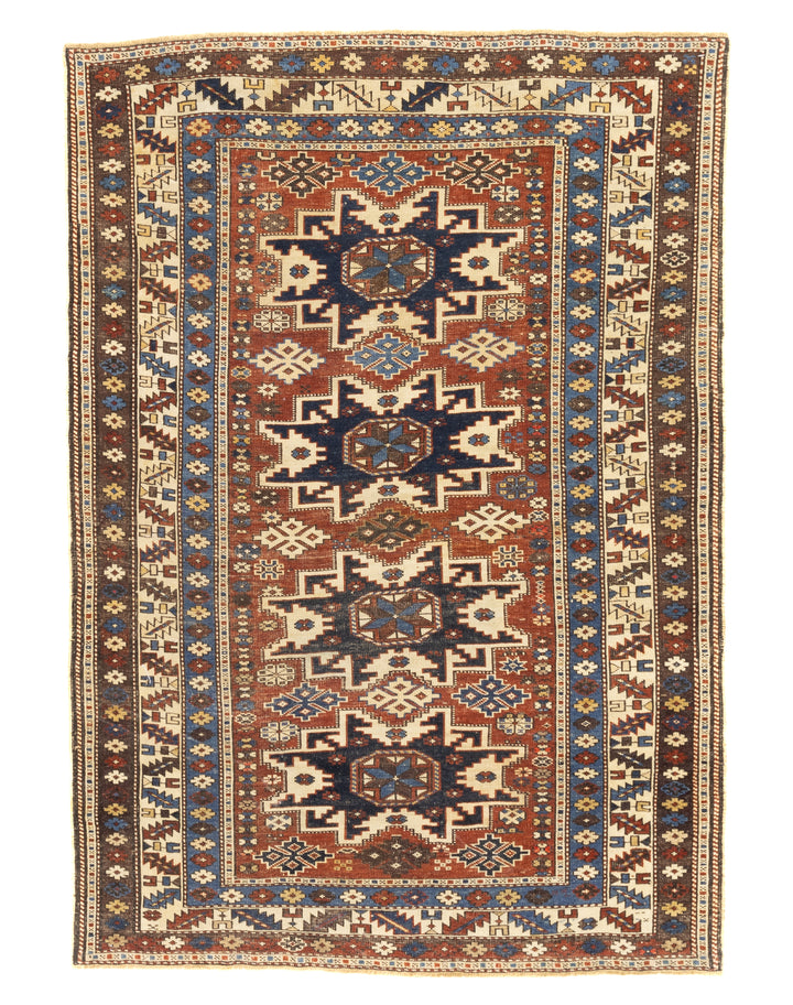 Antique Caucasian Lezgi Rug 3'7" x 5’2"