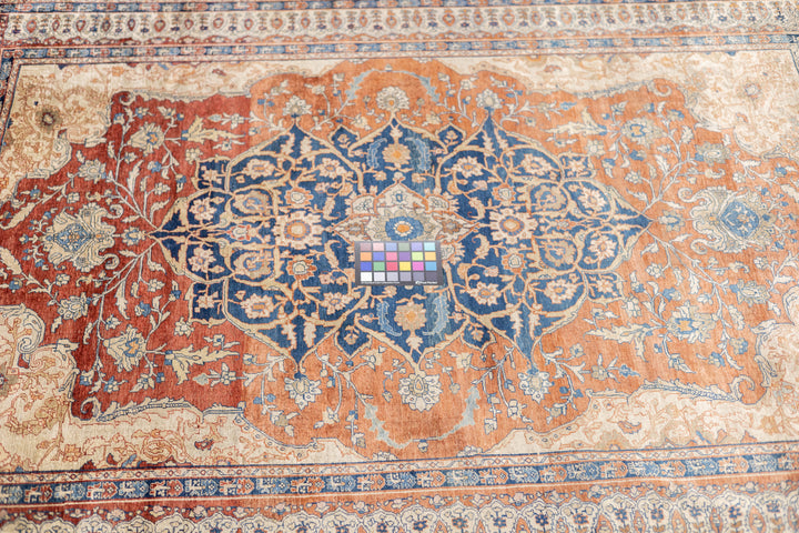 Extremely Fine and Rare Antique Persian Silk Heriz Rug 4'7" x 6'6"
