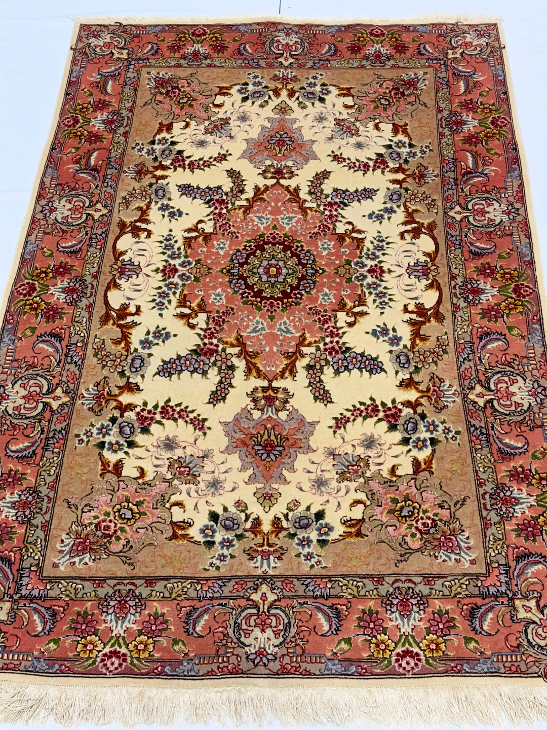 Extremely Fine Vintage Persian Tabriz Wool and Silk Rug 3'4" x 5’2”