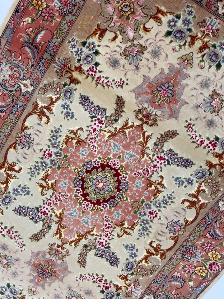 Extremely Fine Vintage Persian Tabriz Wool and Silk Rug 3'4" x 5’2”