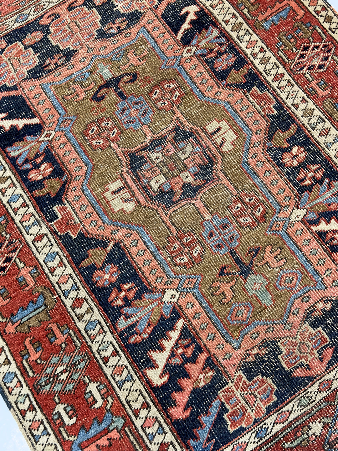 Antique Persian Heriz Rug 3'3" x 4’6"