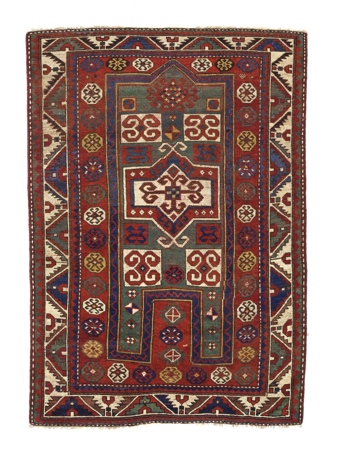 Antique Fakhralou Kazak Rug 3'11" x 5’11"