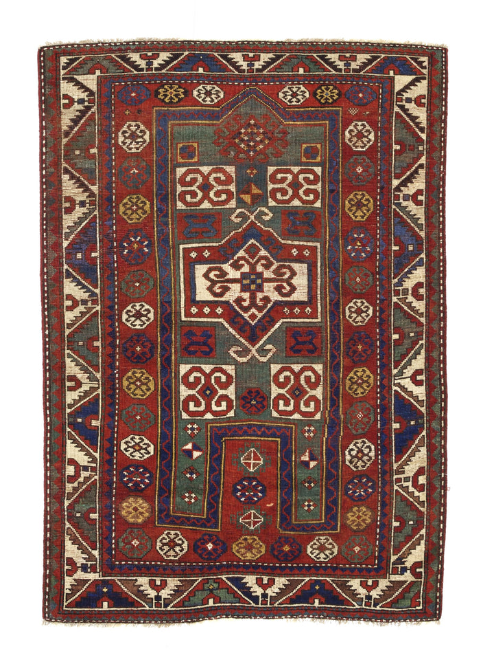 Antique Fakhralou Kazak Rug 3'11" x 5’11"