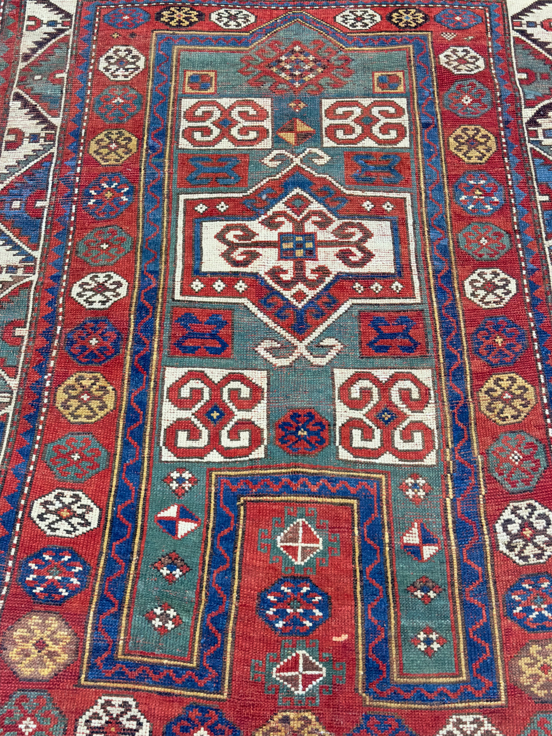 Antique Fakhralou Kazak Rug 3'11" x 5’11"