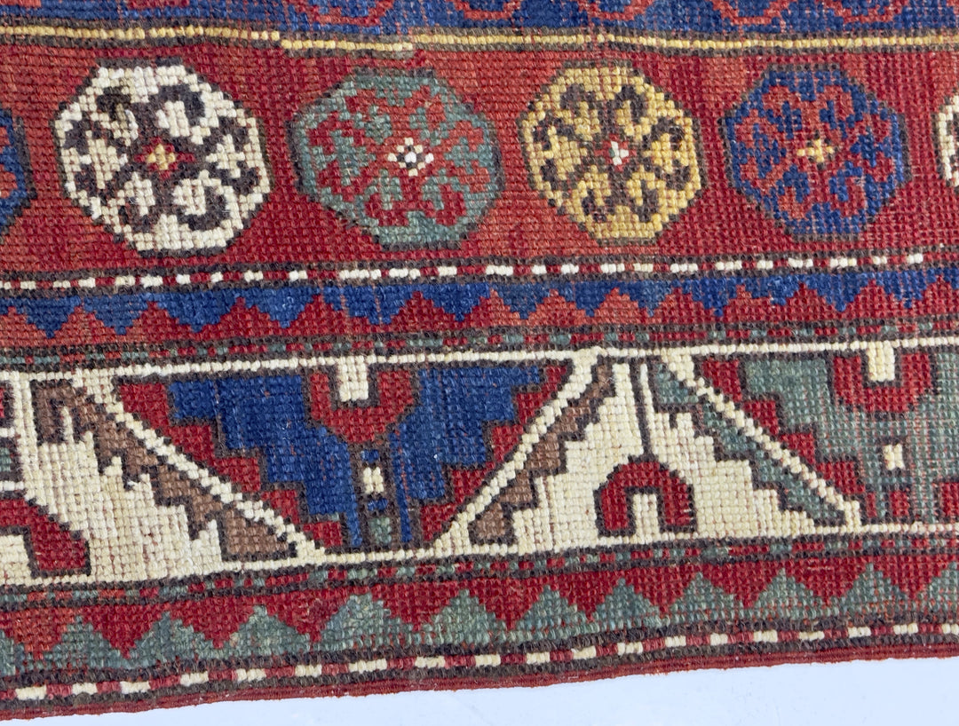 Antique Fakhralou Kazak Rug 3'11" x 5’11"