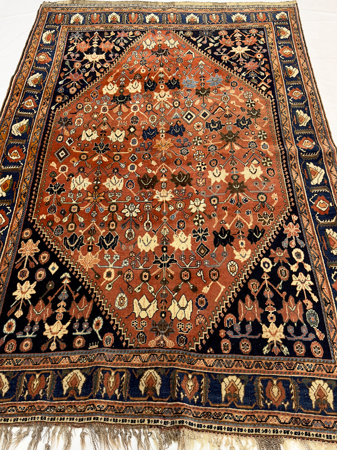 Antique Persian Tribal Khamseh Rug 4'11" x 7’11"