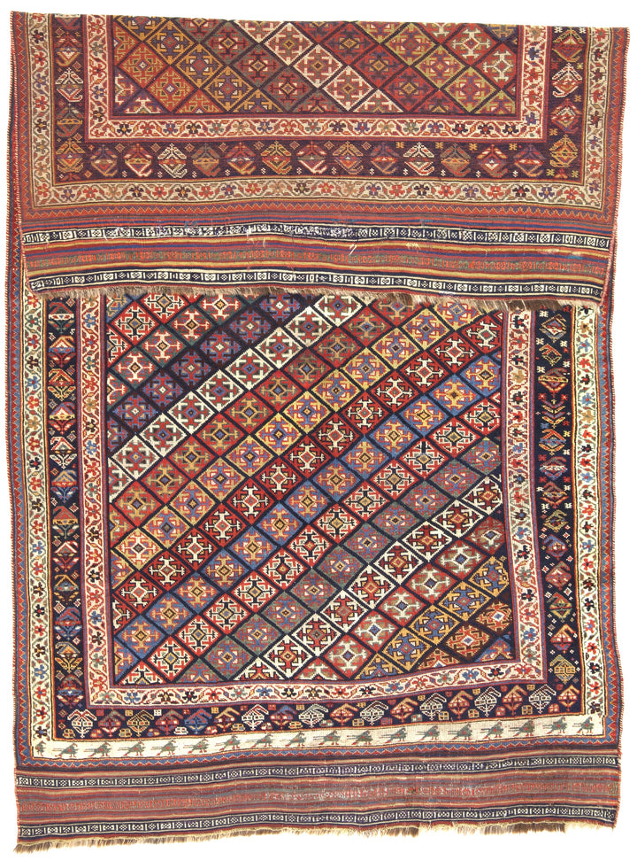 Antique Persian Khamseh Rug 4'9" x 8’6"